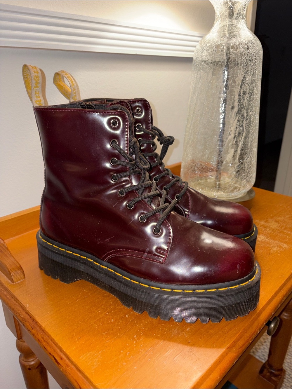Dr. Martens Burgundy Platform Lace-Up Boots